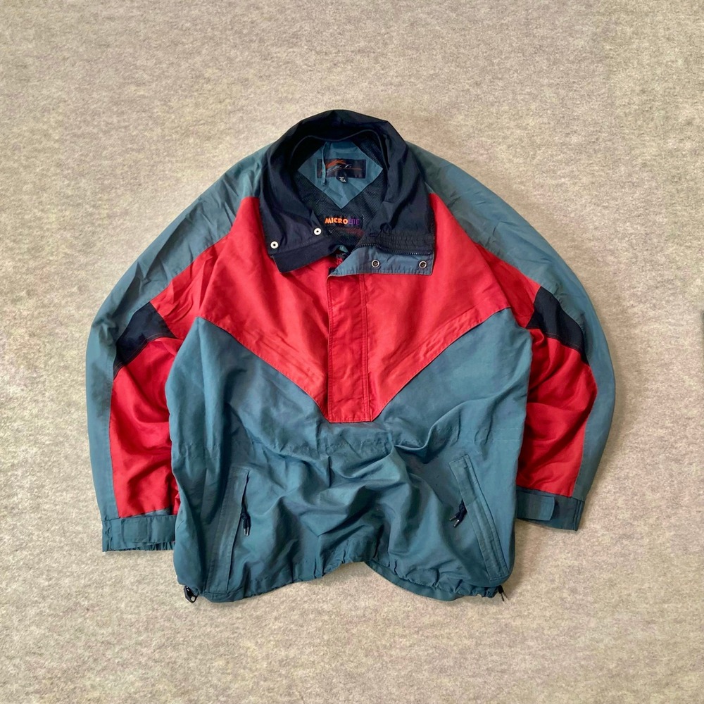 Vintage 90s RST Microlite Colorblock Anorak Jacket Teal Red XL Streetwear Hiking
